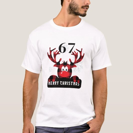 67 Christmas Tee Plaid Reindeer Six Seven Meme (Vorderseite)