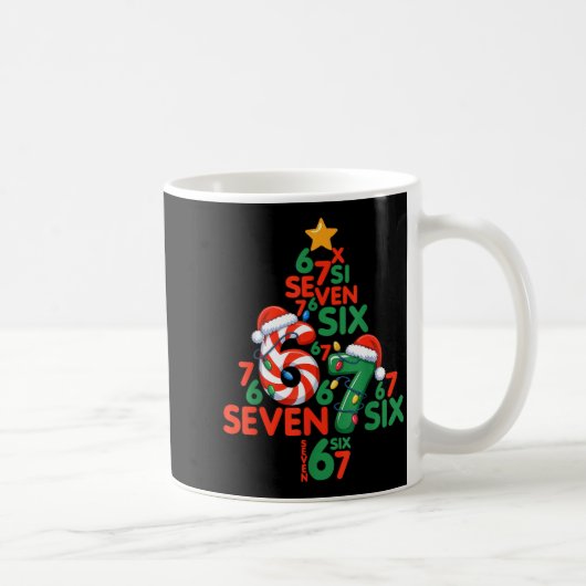 67 Christmas Tree Candy Cane Holiday Six Seven Mem Kaffeetasse (Rechts)