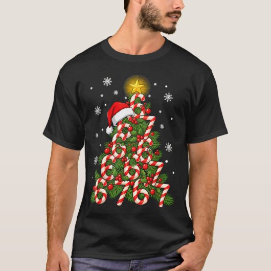 67 Christmas Tree Candy Cane Holiday Six Seven Mem T-Shirt (Vorderseite)