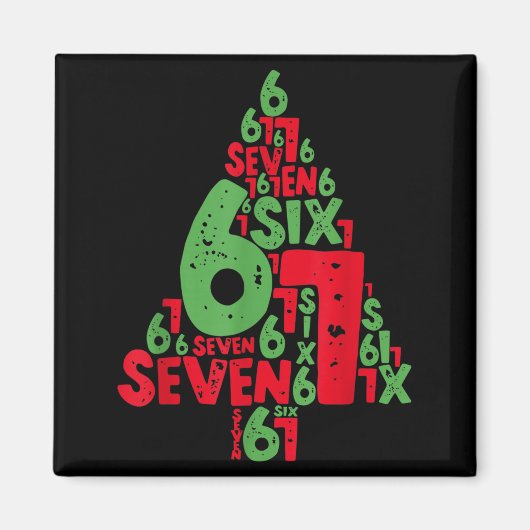 67 Christmas Tree Holiday Six Seven Meme Brainrot Magnet (Vorne)