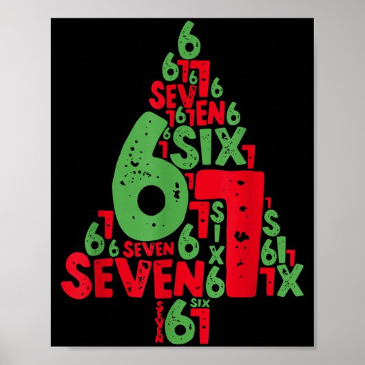 67 Christmas Tree Holiday Six Seven Meme Brainrot  Poster (Vorne)