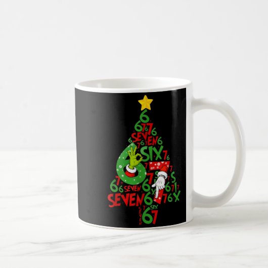 67 Christmas Tree Xmas Holiday Six Seven Meme Brai Kaffeetasse (Rechts)