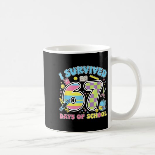 67 Clroom Milestone Cute Pastel Kids Humor  Kaffeetasse (Rechts)