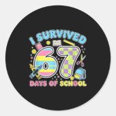 67 Clroom Milestone Cute Pastel Kids Humor  Runder Aufkleber (Vorderseite)