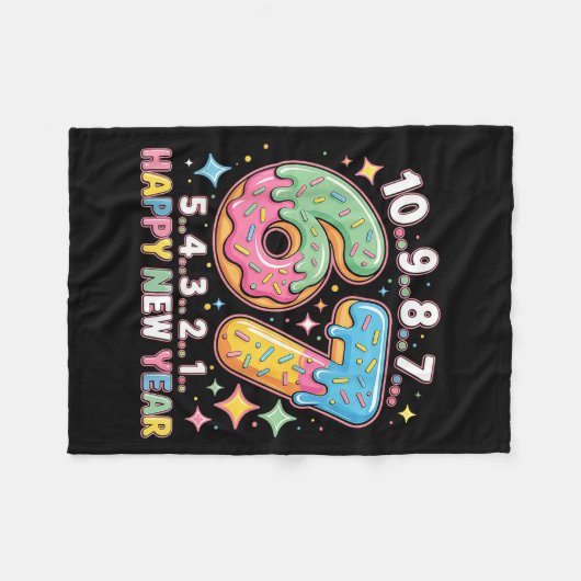 67 Countdown Happy New Year 2026 Funny Donut Numbe Fleecedecke (Vorderseite (Horizontal))