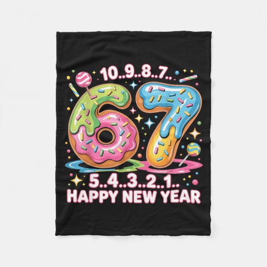 67 Countdown Happy New Year 2026 Funny Donut Numbe Fleecedecke (Vorderseite)
