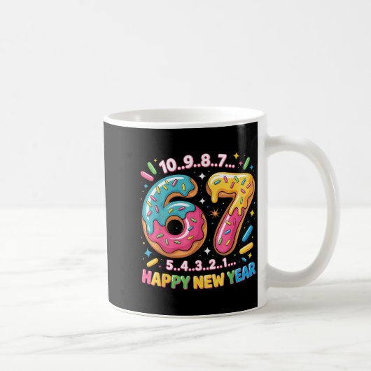 67 Countdown Happy New Year 2026 Funny Donut Numbe Kaffeetasse (Rechts)