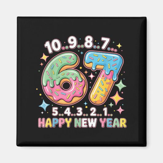 67 Countdown Happy New Year 2026 Funny Donut Numbe Magnet (Vorne)