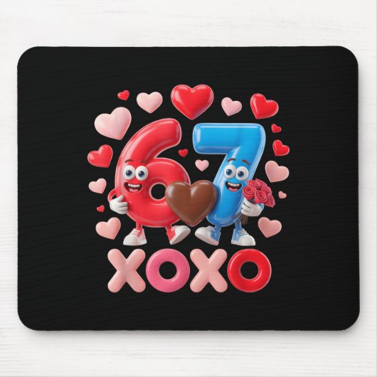 67 Cute Six Seven Gen Meme Couple Anniversary Vale Mousepad (Vorne)