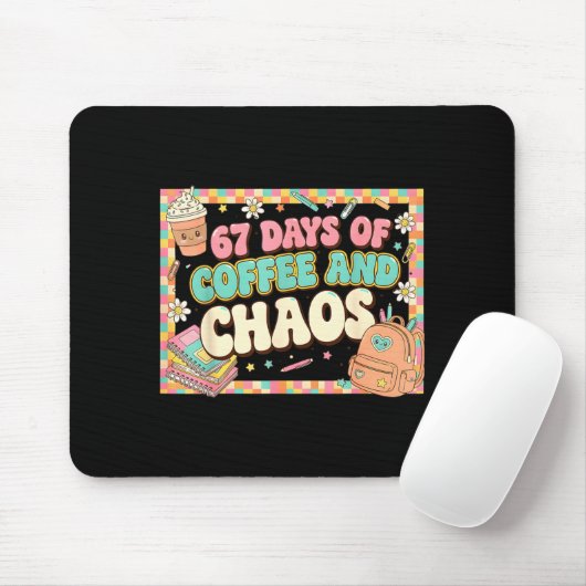 67 Days Of Coffee Teachers Retro School Six Seven  Mousepad (Mit Mouse)