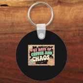 67 Days Of Coffee Teachers Retro School Six Seven Schlüsselanhänger (Vorderseite)