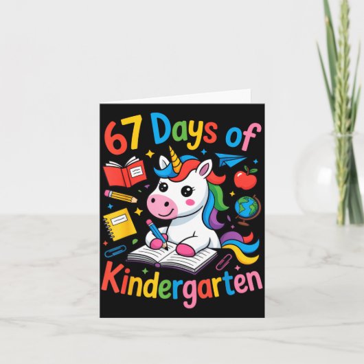 67 Days Of Kindergarten Cute Unicorn For Teachers Karte (Vorderseite)