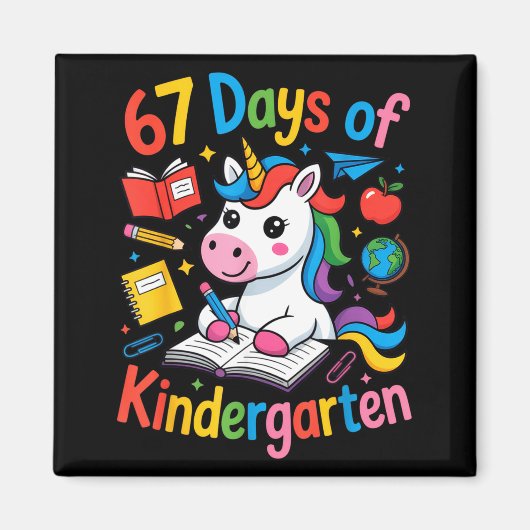 67 Days Of Kindergarten Cute Unicorn For Teachers  Magnet (Vorne)