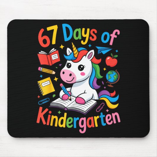 67 Days Of Kindergarten Cute Unicorn For Teachers Mousepad (Vorne)