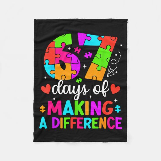 67 Days Of Making A Difference Funny Teacher Stude Fleecedecke (Vorderseite)