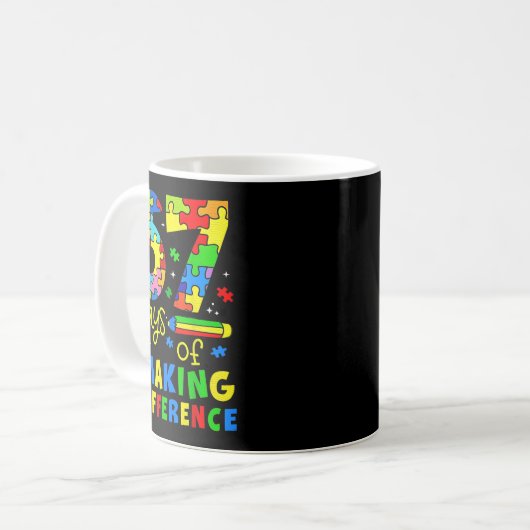 67 Days Of Making A Difference Funny Teacher Stude Kaffeetasse (Vorderseite Links)