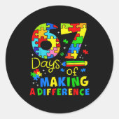 67 Days Of Making A Difference Funny Teacher Stude Runder Aufkleber (Vorderseite)