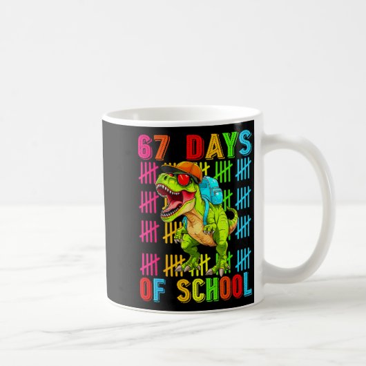 67 Days Of School 67th Day Dinosaur For Boys Mens Kaffeetasse (Rechts)