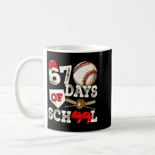 67 Days Of School 67th Day Funny Baseball Meme Men Kaffeetasse (Links)
