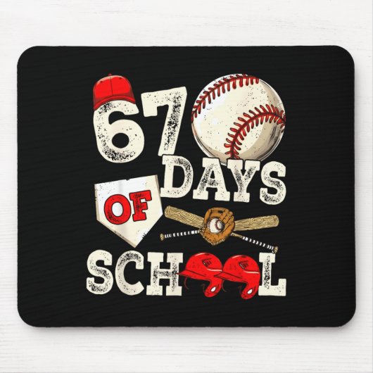 67 Days Of School 67th Day Funny Baseball Meme Men Mousepad (Vorne)