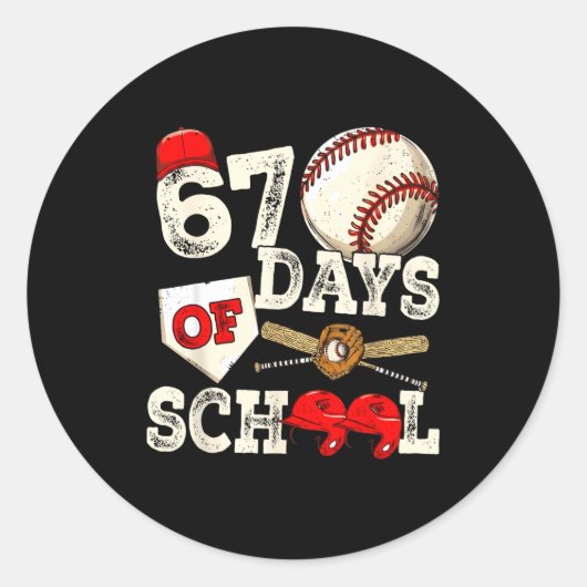 67 Days Of School 67th Day Funny Baseball Meme Men Runder Aufkleber (Vorderseite)
