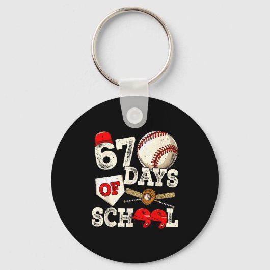67 Days Of School 67th Day Funny Baseball Meme Men Schlüsselanhänger (Vorderseite)