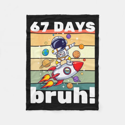 67 Days Of School Bruh Funny Meme Kids Dabbing Ast Fleecedecke (Vorderseite)