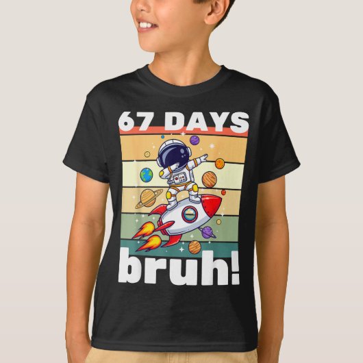 67 Days Of School Bruh Funny Meme Kids Dabbing Ast T-Shirt (Vorderseite)