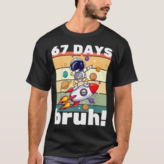 67 Days Of School Bruh Funny Meme Kids Dabbing Ast T-Shirt (Vorderseite)