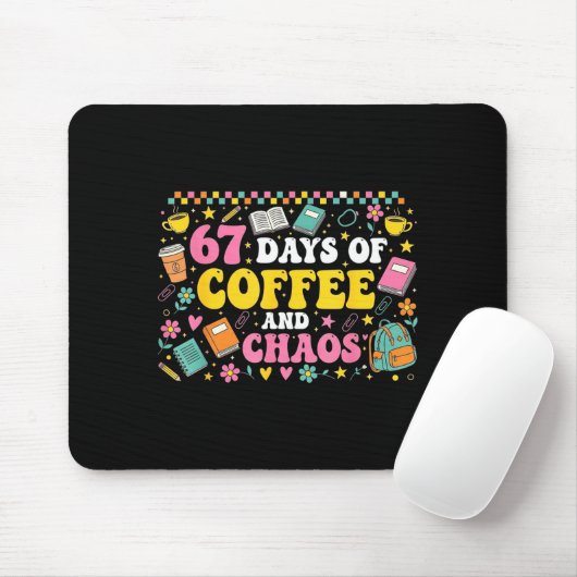67 Days Of School Coffee Lover Teachers Retro Six Mousepad (Mit Mouse)
