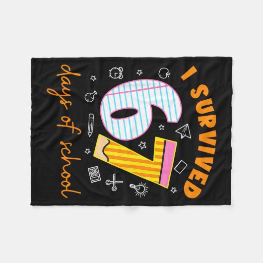67 Days Of School Cool Teacher Design Fleecedecke (Vorderseite (Horizontal))