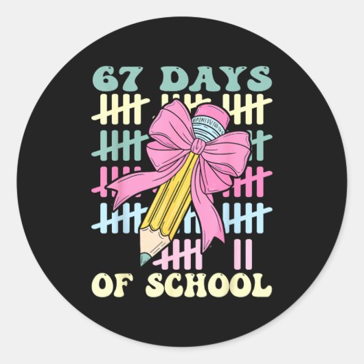 67 Days Of School Cool Teacher Design  Runder Aufkleber (Vorderseite)