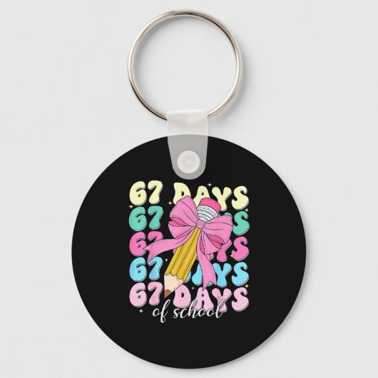 67 Days Of School Coquette Bow Pencil Teacher Cute Schlüsselanhänger (Vorderseite)