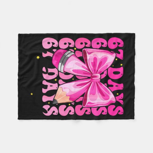 67 Days Of School Coquette Bow Six Seven Meme Teac Fleecedecke (Vorderseite (Horizontal))