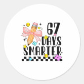 67 Days Of School Funny 67 Days Smarter Student Te Runder Aufkleber (Vorderseite)