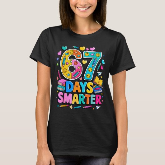 67 Days Of School Funny Meme Teacher Student T-Shirt (Vorderseite)