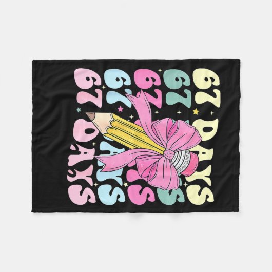 67 Days Of School Girls Coquette Bow 67th Day Of S Fleecedecke (Vorderseite (Horizontal))