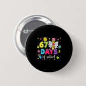 67 Days Of School Girls Coquette Bow Pencil 67 Day Button (Vorne & Hinten)