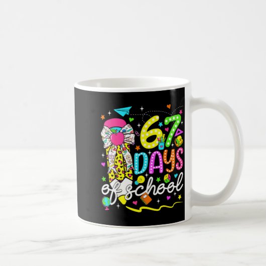 67 Days Of School Girls Coquette Bow Pencil 67 Day Kaffeetasse (Rechts)