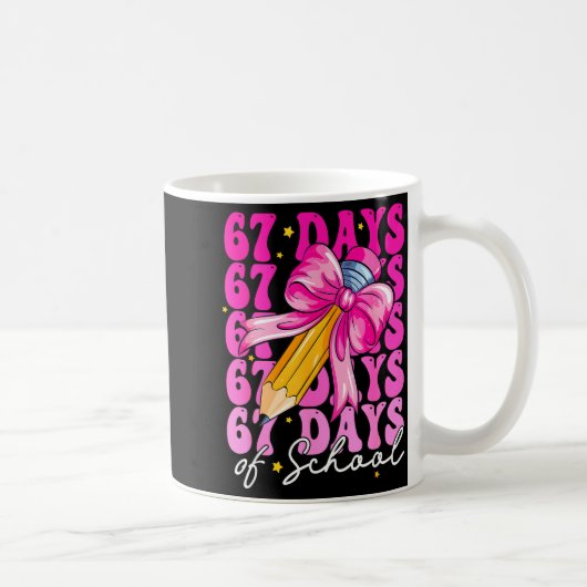67 Days Of School Girls Coquette Bow Pencil Teache Kaffeetasse (Rechts)
