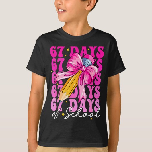 67 Days Of School Girls Coquette Bow Pencil Teache T-Shirt (Vorderseite)