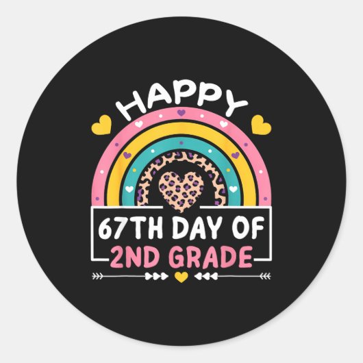 67 Days Of School Happy 67th Day Of 2nd Grade Teac Runder Aufkleber (Vorderseite)