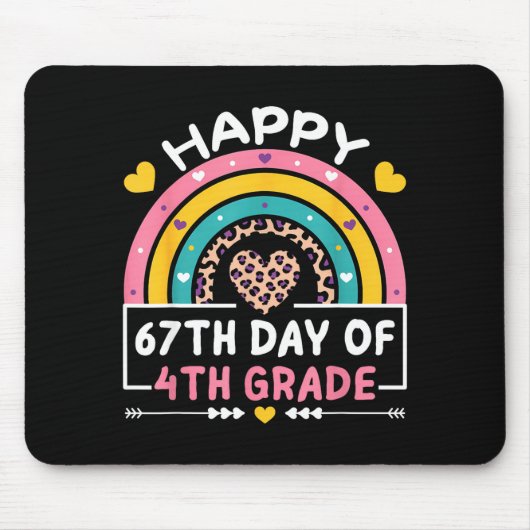 67 Days Of School Happy 67th Day Of 4th Grade Teac Mousepad (Vorne)