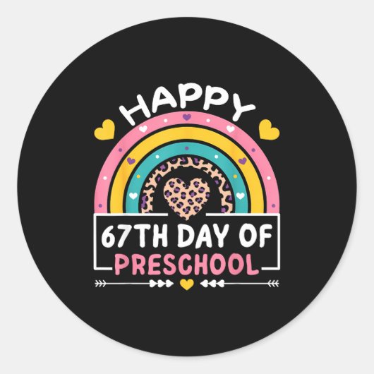 67 Days Of School Happy 67th Day Of Preschool Teac Runder Aufkleber (Vorderseite)