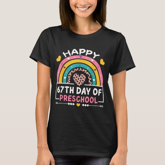 67 Days Of School Happy 67th Day Of Preschool Teac T-Shirt (Vorderseite)