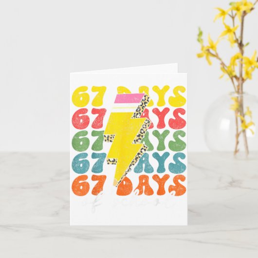 67 Days Of School Lightning Bolt Pencil Teachers S Karte (Gelbe Blume)