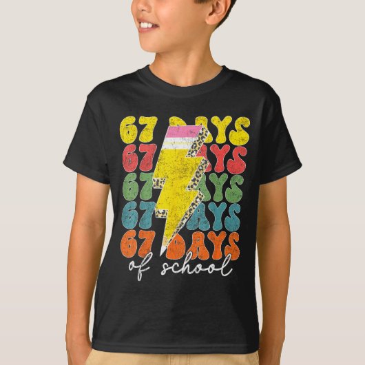 67 Days Of School Lightning Bolt Pencil Teachers S T-Shirt (Vorderseite)