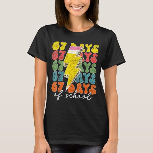 67 Days Of School Lightning Bolt Pencil Teachers S T-Shirt (Vorderseite)