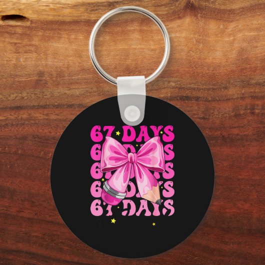 67 Days Of School Pencil Coquette Bow 67th Day Of Schlüsselanhänger (Vorderseite)