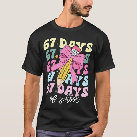 67 Days Of School Pencil Coquette Bow 67th Day Of T-Shirt (Vorderseite)